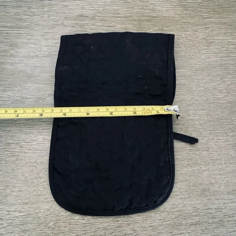 Black Quilted Fabric Coametic Makeup Brushes Travel Organizer Case
